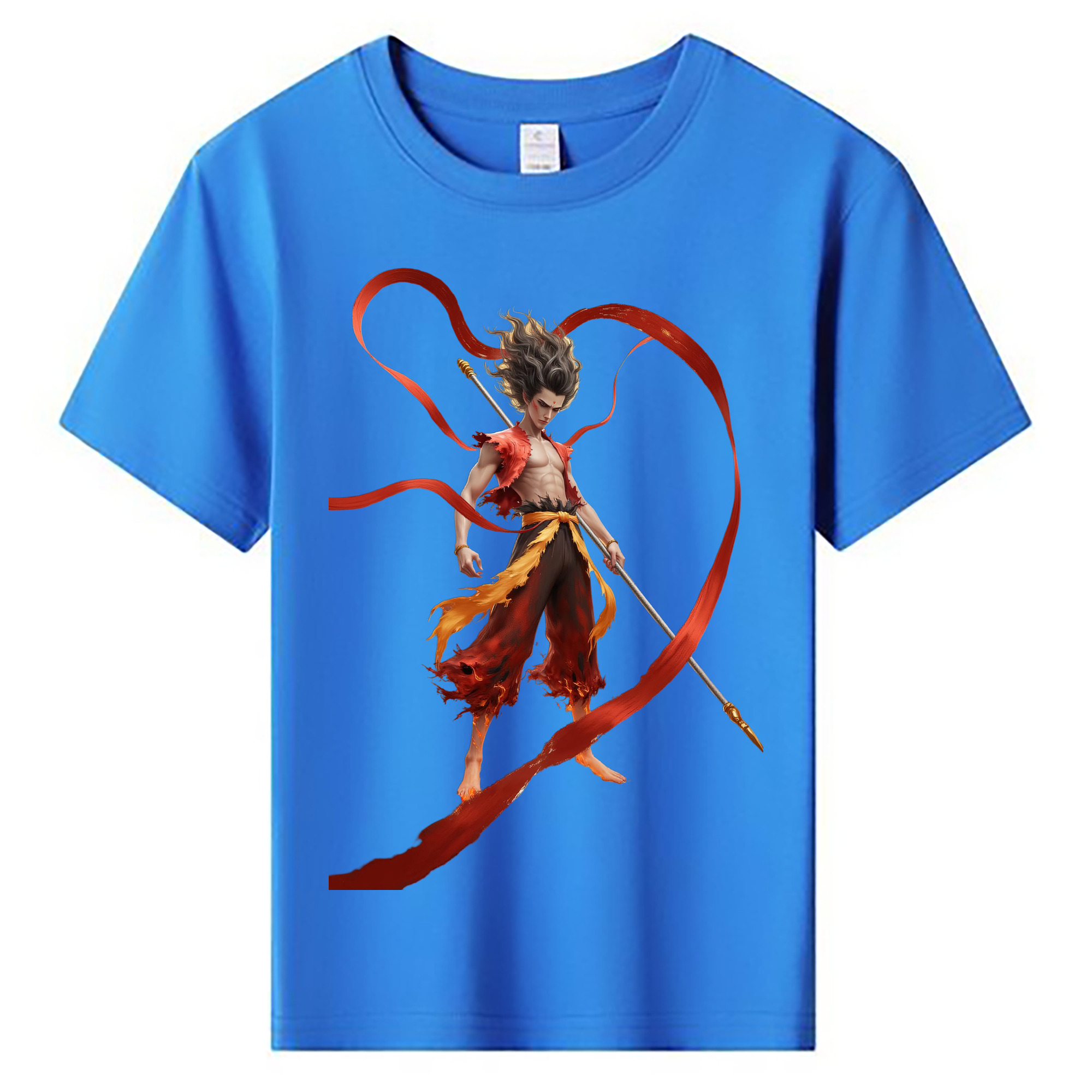 （画像用） Ne Zha 2 ナタ 魔童の大暴れ 綿100％キッズTシャツ（フロントプリント）